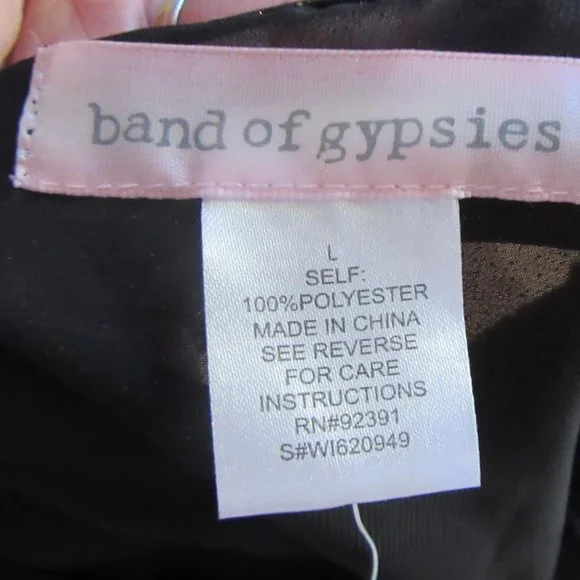 New Band of Gypsies Black & Gold Spaghetti Strap Sheer Blouse in Size Large - Picture 7 of 7